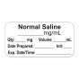 Anesthesia Label, with Expiration Date, Time & Initial (Paper, Permanent) "Normal Saline mg/ml" 1-1/2" x 3/4" White - 500 per Roll