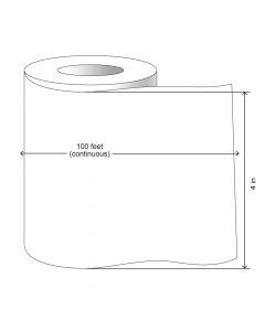 Inkjet Continuous Label, Paper, Permanent, 4" x 100', 1-1/2" Core, White, 1 roll