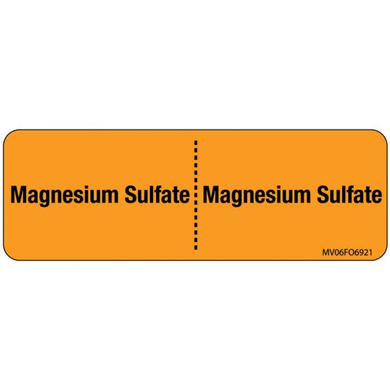 Label Paper Removable Magnesium Sulfate, 1" Core, 2 15/16" x 1", Fl. Orange, 333 per Roll