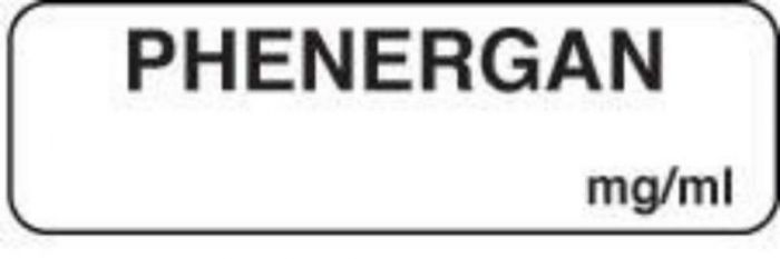 Anesthesia Label (Paper, Permanent) Phenergan mg/ml 1 1/4" x 3/8" White - 1000 per Roll