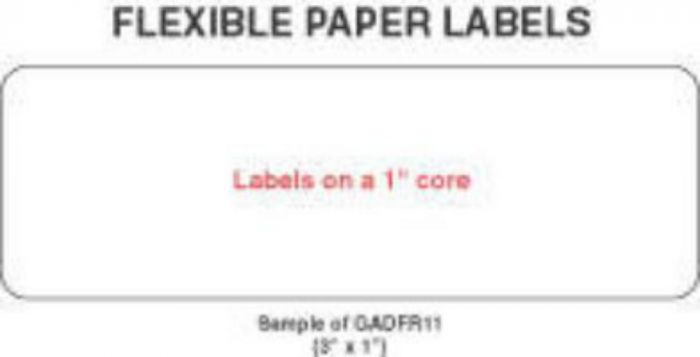 Label Paper Removable Litho Printable, 1" Core, 3" x 1", 1/4", White, 1000 per Roll
