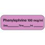 Anesthesia Label with Date, Time & Initial (Paper, Permanent) Phenylephrine 100 1 1 1/2" x 1/2" Violet - 600 per Roll