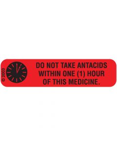 Communication Label (Paper, Permanent) Take Medication 1 1 9/16" x 3/8" Red - 500 per Roll, 2 Rolls per Box