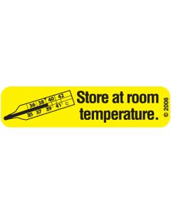 Communication Label (Paper, Permanent) Store At Room Temp 1 9/16" x 3/8" Yellow - 500 per Roll, 2 Rolls per Box