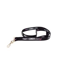 5/8" "I Support Cancer Warrior" Black Lanyard