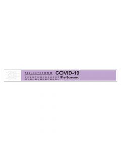 Short Stay® Alert Bands® Tyvek® "COVID-19 Pre-screened" Pre-printed, 1" x 10" Adult/Pediatric Lavender, 1000 per Box