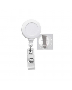 Badge Reel with Clear Vinyl Strap & Belt Clip - White