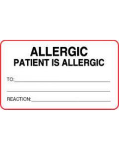 Label Paper Permanent Allergic Patient Is  3"x1 3/4" White with Red 500 per Roll