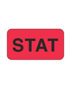 Lab Communication Label (Paper, Permanent) Stat  1 5/8"x7/8" Fluorescent Red - 1000 per Roll