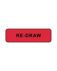 Lab Communication Label (Paper, Permanent) Re-draw  1 1/4"x3/8" Fluorescent Red - 1000 per Roll