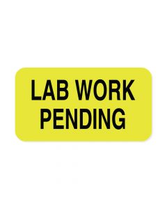 Lab Communication Label (Paper, Permanent) Lab Work Pending  1 5/8"x7/8" Fluorescent Yellow - 1000 per Roll