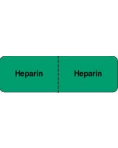 IV Label Wraparound Paper Permanent Heparin | Heparin  2 7/8"x7/8" Green 1000 per Roll