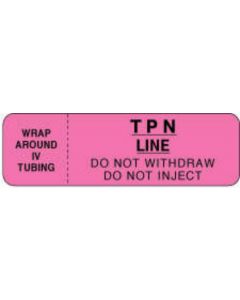 IV Label Wraparound Paper Permanent Wrap| TPN Around 1" Core 3"x1 Fl. Pink 1000 per Roll