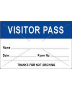 Visitor Pass Label Tamper-Evident Paper Permanent "Visitor Pass Name" 3" Core 3" x 2" Dark Blue, 1000 per Roll