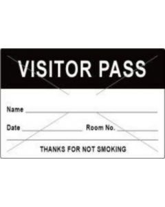 Visitor Pass Label Tamper-Evident Paper Permanent "Visitor Pass Name" 3" Core 3" x 2" Black, 1000 per Roll