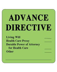 Label Paper Permanent Advance Directive 1 1/2" Core 2 1/2" X 2 1/2" Fl. Green 500 Per Roll