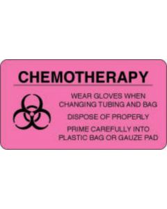 Communication Label (Paper, Permanent) Chemotherapy Wear 3" x 1 5/8" Fluorescent Pink - 1000 per Roll