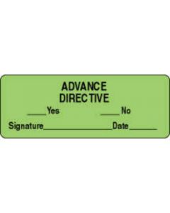 Label Paper Permanent Advance Directive  2"x3/4" Fl. Green 1000 per Roll