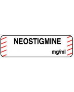 Anesthesia Label (Paper, Permanent) Neostigmine mg/ml 1 1/4" x 3/8" White with Fluorescent Red - 1000 per Roll