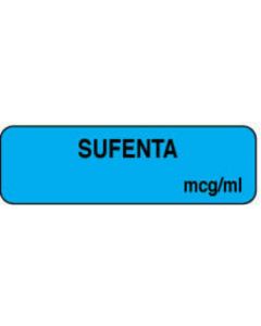 Anesthesia Label (Paper, Permanent) Sufenta mcg/ml 1 1/4" x 3/8" Blue - 1000 per Roll