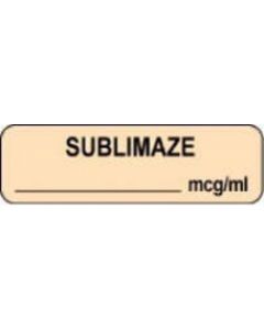 Anesthesia Label (Paper, Permanent) Sublimaze mcg/ml 1 1/4" x 3/8" Tan - 1000 per Roll