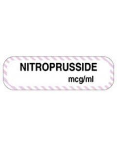 Anesthesia Label (Paper, Permanent) Nitroprusside mcg/ml 1 1/4" x 3/8" White with Violet - 1000 per Roll