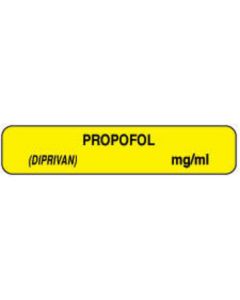 Anesthesia Label (Paper, Permanent) Propofol (Diprivan) 1 1/2" x 1/3" Yellow - 1000 per Roll