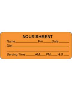 Label Paper Permanent Nourishment Name 3" x 1", 1/8", Fl. Orange, 1000 per Roll