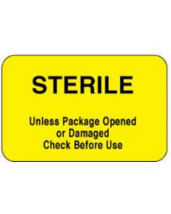 Label Paper Permanent Sterile Unless 1 3/4" x 1", 1/8", Yellow, 250 per Roll