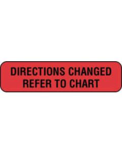 Communication Label (Paper, Permanent) Directions Changed 1 1/4" x 3/8" Fluorescent Red - 1000 per Roll