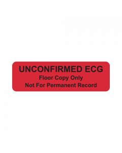 Label Paper Permanent Unconfirmed ECG 2 7/8" x 7/8", Fl. Red, 1000 per Roll