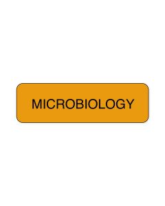 Lab Communication Label (Paper, Permanent) Microbiology  1 1/4"x3/8" Fluorescent Orange - 1000 per Roll