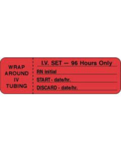 IV Label Wraparound Paper Permanent Wrap Around IV 3" Core 3x1" Fl. Red 1000 per Roll