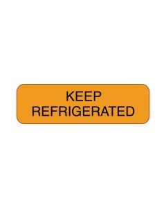 Lab Communication Label (Paper, Permanent) Keep Refrigerated  1 1/4"x3/8" Fluorescent Orange - 1000 per Roll