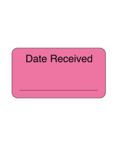 Lab Communication Label (Paper, Permanent) Date Received  1 5/8"x7/8" Fluorescent Pink - 1000 per Roll