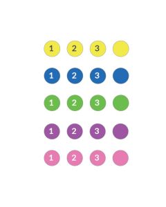 "1 2 3 4" Sequence Labels for IV Bags, 1" circles