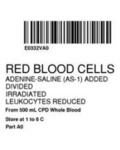 ISBT 128 Label (Synthetic, Permanent) "Red Blood Cells'' 2"x2" White - 500 per Roll