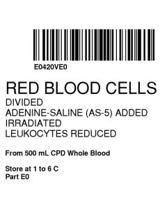 ISBT 128 Label (Synthetic, Permanent) "Red Blood Cells'' 2"x2" White - 500 per Roll