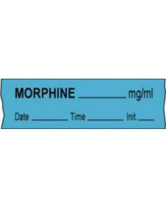 Anesthesia Tape with Date, Time & Initial (Removable) Morphine mg/ml 1/2" x 500" - 333 Imprints - Blue - 500 Inches per Roll