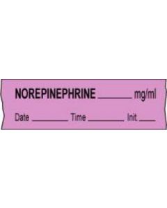 Anesthesia Tape with Date, Time & Initial (Removable) NorEpinephrine mg/ml 1/2" x 500" - 333 Imprints - Violet - 500 Inches per Roll