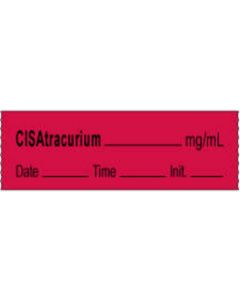 Anesthesia Tape with Date, Time & Initial | Tall-Man Lettering (Removable) CisAtracurium mg/ml 1/2" x 500" - 333 Imprints - Fluorescent Red - 500 Inches per Roll