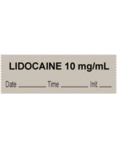 Anesthesia Tape with Date, Time & Initial (Removable) "Lidocaine 10 mg/ml" 1/2" x 500" Gray - 333 Imprints - 500 Inches per Roll