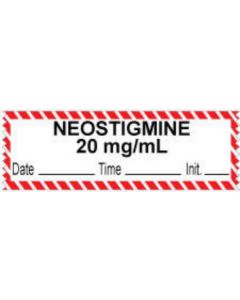 Anesthesia Tape with Date, Time & Initial (Removable) "Neostigmine 20 mg/ml" 1/2" x 500" White with Fluorescent Red - 333 Imprints - 500 Inches per Roll