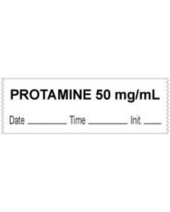 Anesthesia Tape with Date, Time & Initial (Removable) "Protamine 50 mg/ml" 1/2" x 500" White - 333 Imprints - 500 Inches per Roll