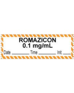 Anesthesia Tape with Date, Time & Initial (Removable) "Romazicon 0.1 mg/ml" 1/2" x 500" White with Orange - 333 Imprints - 500 Inches per Roll