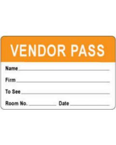 Visitor Pass Label Paper Removable "Representative Pass" 1" Core 2-3/4" x 1-3/4" Orange, 1000 per Roll