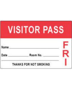 Visitor Pass Label Paper Removable "Visitor Pass Name" 3" x 2" Red, 1000 per Roll