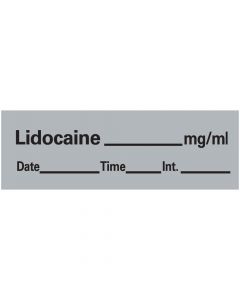 Anesthesia Tape with Date, Time & Initial (Removable) Lidocaine mg/ml 1/2" x 500" - 333 Imprints - Gray - 500 Inches per Roll