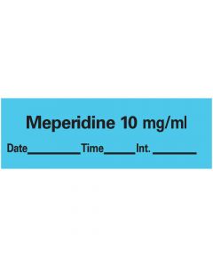 Anesthesia Tape with Date, Time, and Initial Removable Meperidine 10 mg/ml 1" Core 1/2" x 500" Imprints Blue 333 500 Inches per Roll