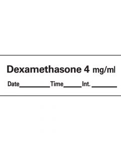 Anesthesia Tape with Date, Time, and Initial Removable Dexamethasone 4 mg/ml 1" Core 1/2" x 500" Imprints White 333 500 Inches per Roll